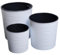 HappyFlower Set mit 3 Größen Blumentopf Pflanzkübel inkl. Einsatz rund Meißel-Optik Übertöpfe (Weiß 3er Set)