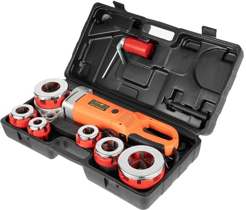 Filettatrice elettrica 2300 W con 6 matrici (1/2, 3/4, 1, 1-1/4, 1-1/2, 2), bocchetta filettata e set di bocchette di taglio, spina europea 220 V