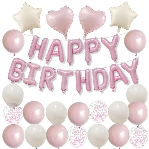 Geburtstagsdeko Rosa Happy Birthday Ballons Luftballons Rosa Creme Deko Geburtstag Mädchen Happy Birthday Deko Frauen