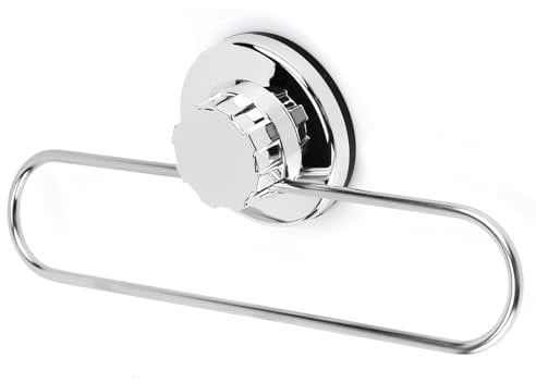 Suction Cup Towel Holder,No Drill Stainless Steel Bathroom and Kitchen Towel Rail, Heavy Duty Rustproof Towel Ring with Vacuum Adhesive, Wall Mounted Hand Towel Rack for Smooth Surfaces