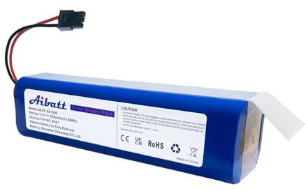 Aibatt 5200 mAh Replacement Battery for Eufy Robovac X8, RoboVac X8 Hybrid, RoboVac X8 Hybrid White, RoboVac X8 White, T226X Vacuum Cleaner, Battery for Eufy PA61 (14.4 V / 74.88 mWh)