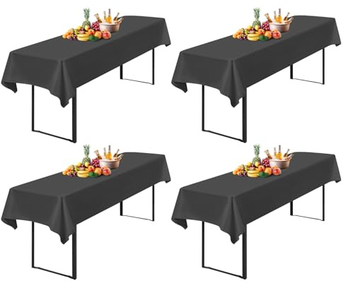 4 Stück Tischdecke Bierzeltgarnitur 100 x 250cm Biertisch Tischdecke wasserdichte Polyester Bierbank Tischdecken für 50 und 70cm Biertische, Rechteckige Tischdecken für Hochzeitsfeiern(Dunkelgrau)