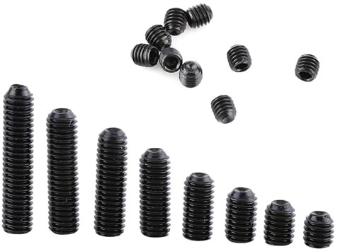 TARSHYRY Hex Head Socket Set, Thread Hex Socket Set M3 Black Head Screw Screw Assortment Grub Steel Cup Point Grub