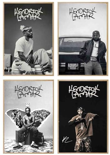 NebulaNova Kendrick Poster Lamar (4er-Set)-Ablum Wandkunst, Leinwandposter, Raumdekoration, Geschenk, ungerahmt, 20 x 30 cm