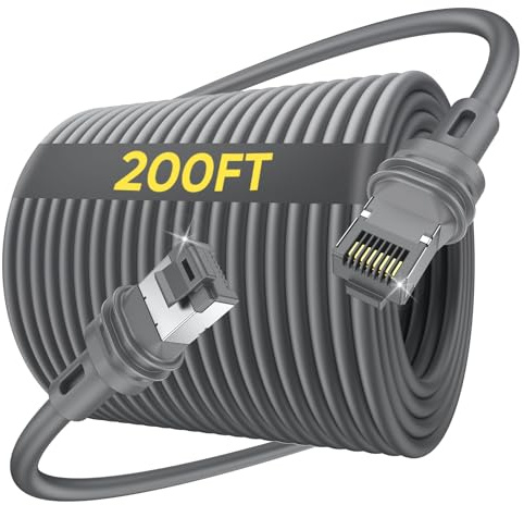SUNGUY Starlink Gen 3 Câble 60M Starlink Standard Génération 3, rallonge de remplacement étanche, accessoires satellite Starlink Standard V3 (200FT/60M)