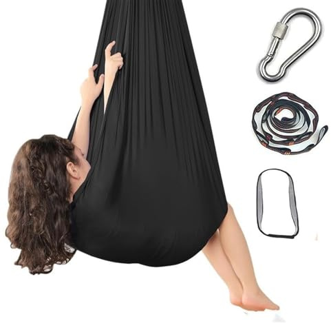 Hammock Swing Chair for Outdoor & Indoor, Lightweight & Portable, Perfect for Camping(Black)