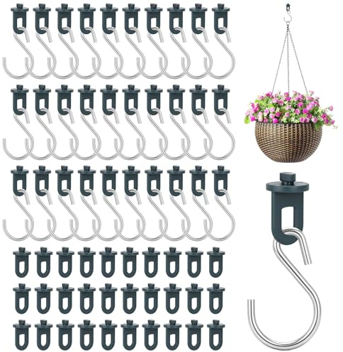 MIHURO 60 Gewächshausclips+30 S Haken Edelstahl,Robust Gewächshaus Zubehör | Wintergarten Pflanzenhaken, Langlebig Aufhänger für Wintergarten für Pflanzenkörbe, Rankhilfe & Werkzeuge