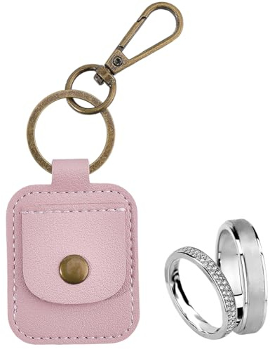 craspire Lederringhalter Schlüsselanhänger Tragbarer Turnringhalter Rosa Schmuck Reiseetui Schlüsselanhänger Mini Münzbeutel Für Ehering Halskette Gitarrenplektren Geschenk Für Frauen Und Männer
