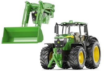 Siku 3666 John Deere Set mit abnehmbarem Frontlader, 1:32, Mit Abnehmbarer Kabine, Metall-Karosserie, Grün, Spielzeug-Traktor-Set