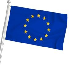 Bandiere europee grandi da 1,5 x 0,9 m con motivo su entrambi i lati, bandiera UE con occhielli in ottone, per giardino, strada, interni ed esterni, decorazioni per feste europee