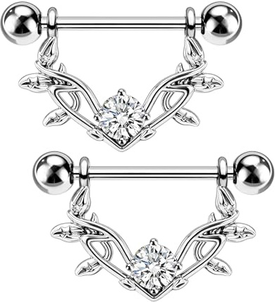 OUFER Body Piercing 14G Nippelpiercing 316L Stainless Steel 14mm Barbell 2pcs Nipple Bar Rings Jewellery Hypoallergenic Anti-Loose for Women Fresh & Healed Piercings