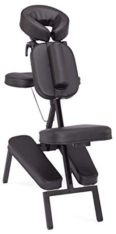 WellTouch VITAL Massagestuhl, klappbar, schwarz, Stuhl für Mobile Massage und Shiatsu, inklusive rollbarer Tragetasche