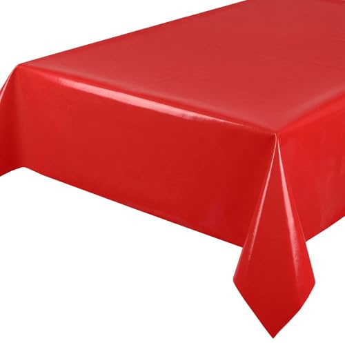 BEAUTEX Wachstuchtischdecke quadratisch 140x140 Rot abwischbar einfarbig | uni, wasserundurchlässig, pflegeleicht, strapazierfähig, zuschneidbar, glatte Oberfläche, ideal für Küche, Garten & Balkon