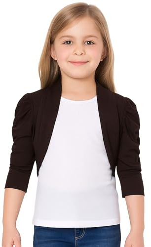 New Kids Girls Ruched Sleeve Stylish Shrug Bolero Cropped Cardigan 2-13 Years
