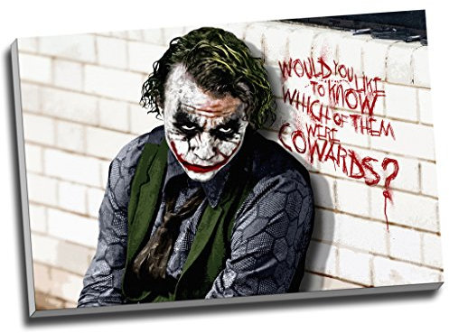 Dark Knight Joker Feiglinge Zitat Superheld Wall Art Print auf Leinwand Bild Kunstdruck auf Leinwand groß A1 76,2 x 50,8 cm (76.2 cm x 50.8 cm)