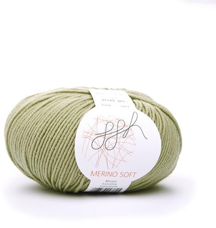 ggh Merino Soft - 100% Schurwolle (Merinowolle - Superwash) - 170m/50g Wolle zum Stricken/Farbe 135 - Helles Khaki