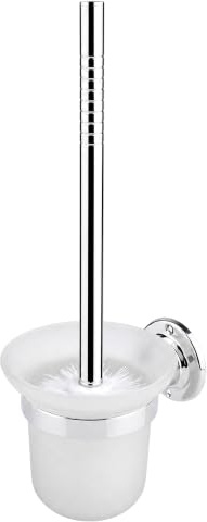 Garosa Wall-Mounted Toilet Brush with Holder, Stainless Steel Handle, White PP Brush Head, 35cm Bathroom Cleaning Tool, Anti-Slip Design for Easy Storage