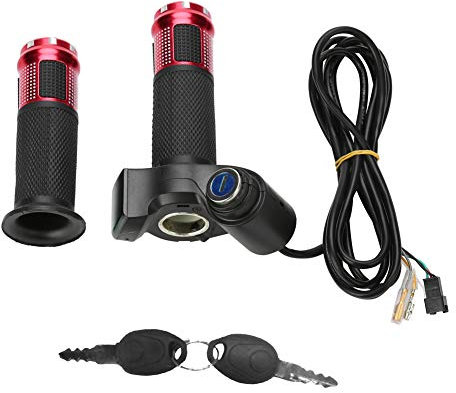 MAGT Lenker, Gasgriff, 4 Farben, Elektrofahrrad, Gasgriff, Twist, E-Bike, Scooter, halbes Handgelenk, Twist, Gasgriff mit LED, Tasten-Anzeige, Farbe: Rot