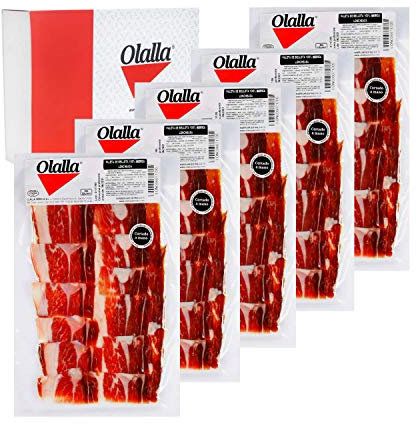 0,5 kg Epaule Jambon Bellota PATA NEGRA 100% Iberique Tranche Cru au Couteau - Jamon Iberico Espagnol Cru - Charcuterie Ibérique Espagne Panier Gourmand - (5 packs 100 gr)