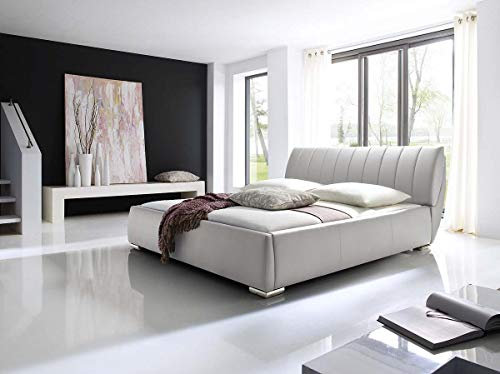 möbelando Polsterbett Ehebett Bettrahmen Doppelbett Bett Bettgestell Bern 200x200 cm weiß