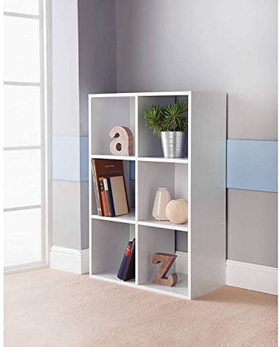 spot on dealz® 6 Cubes Wooden White small cube Storage unit wooden bookcase free standing shelf grey Living Room, Home, Office Use Furniture to shelve dvd, books, magazines etc