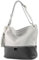 modamoda de - T143 - ital. Leder Schultertasche Umhängetasche, Farbe:Grau/Dunkelgrau2021