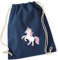 Turnbeutel für Kinder | Motiv Einhorn | Schuhbeutel Sporttasche Jutesack zum Zuziehen für Mädchen | Stoffbeutel mit Kordel für Schule, Kindergarten, Freizeit (dunkelblau)