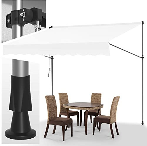 Klemmmarkise 350x120cm Greme mit Handkurbel Balkon, Joparri Balkonmarkise ohne Bohren, Markise UV-beständig & höhenverstellbar 211.5-305cm, Sonnenschutz wasserdicht