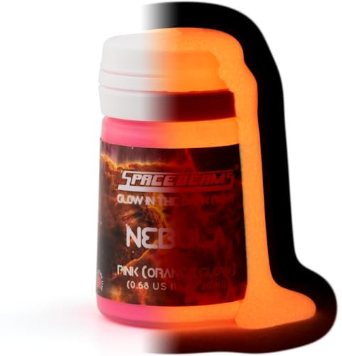 SpaceBeams Pintura Nebula que Brilla en la Oscuridad (20 ml). Color Rosa con Brillo Anaranjado. No es Tóxico. Composición a Base de Agua