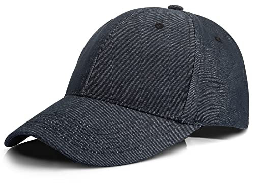 KELOYI Cap Herren Schwarz Denim Vintage Damen Basecap Baumwoll Männer Verstellbar Baseball Kappe Retro Running Polo Atmungsaktiv Cappy Sport Kappies Jeans