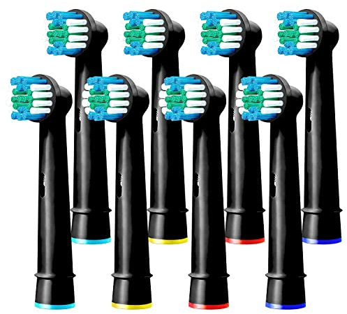 Oral B Compatible Toothbrush Head, Yanaboo Replacement Brush Heads for Most Braun Oral B Electric Toothbrushes of Vitality Pro Smart Genius Series, Precision Clean and Plaque Removal (8 Pack in Black)
