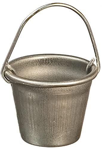 Melody Jane Dolls House Metal Tin Bucket Miniature Silver Garden Kitchen Accessory 1:12