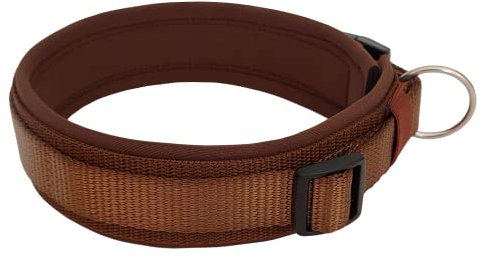 BUDDYPACK-Halsband Extra-Breit & Weich mit Neopren-Polster für Kleine und Große Hunde (Schokobraun, S)