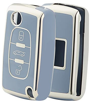 OFFCURVE Autoschlüssel Hülle Schlüsselhülle, Schlüsselcover TPU Autoschlüssel Schutzhülle 2/3 Tasten für Peugeot 106 207 308 Expert Partner Citroen C2 C3 C4 Grand Picasso Fiat Scudo Ulysse