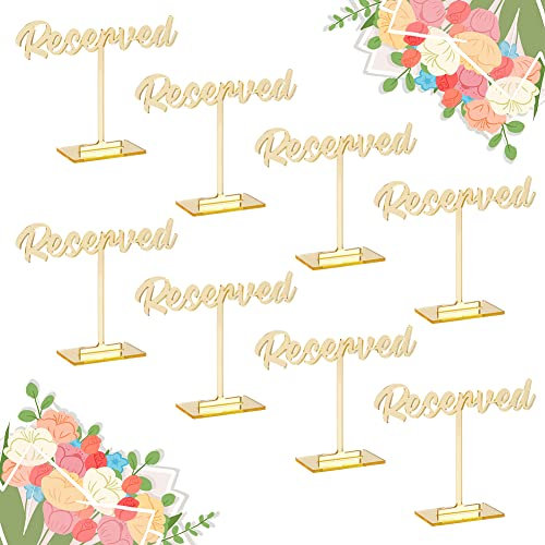 OLYCRAFT 8 Packungen Acryl Schild Goldene Hochzeit Reservierte Sitzplätze Verspiegelt Hochzeitsempfang Gästereservierung Stehtischschilder Für Restaurant Hochzeit Party Veranstaltungen Dekoration