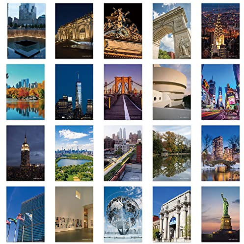 xtvinvm US City New York Reisepostkarten aus der ganzen Welt Vintage Postkarten-Set für den Versand von Geschäfts-, Weihnachts-, Urlaubs-, Geburtstagspostkarten mit Versandseite 20 Stück