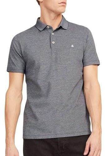 JACK & JONES Mens Paulos Tipped Pique Polo Shirt Anthracite M
