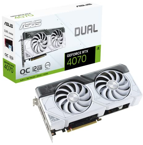 ASUS DUAL-RTX4070-O12G-WHITE - 12GB GDDR6X, 2550OC/2520MHZ, HDMI, 3DP, Graphic Card - 90YV0IZ4-M0NA00