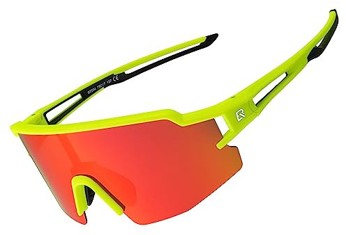 ROCKBROS Fahrradbrille Polarisierte Sonnenbrille Outdoor Sport UV400 Sportbrille Herren Damen Radfahren Gelb