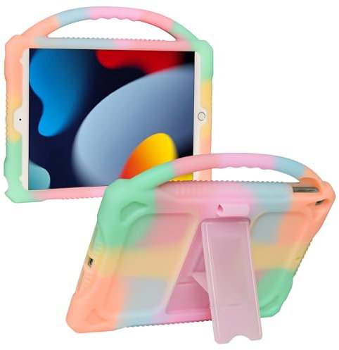 JOGUIIA iPad 9th 8th 7th Generation Case, Silicone Kids Shockproof Case With Handle Stand for New Apple iPad 10.2 inch 2021/2020/2019 Model (Jelly Orange)