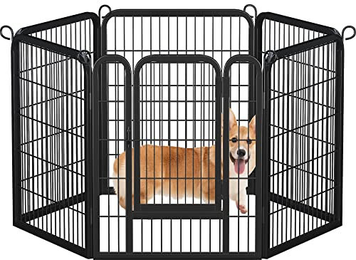 Abician Parc pour Chien en 6 Panneaux Enclos pour Chien en Métal Parc pour Animaux de Compagnie Intérieur Extérieur 80 cm de Haut