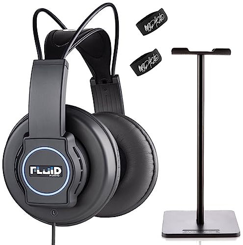 Fluid Audio Focus Kopfhörer Mixing & Playback System mit Software Bundle mit Audiomate Kopfhörerständer und 2X Kabelbinder