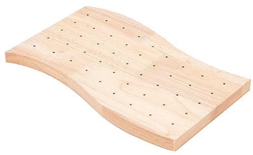 BENECREAT Wooden Food Skewer Holder, 11.81x6.57inch Wave Shape 45 Holes Skewer Holder Display for Birthday Parties, Barbecues, Weddings or Holiday, 18mm Thick