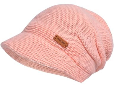 JEONEKID Frauen Rand gestrickte Mütze Hut, Winter Warmer Hut schlampig Dicke warme Mützenkappe für Damen Kaltwetter Schneekappen (Rosa)