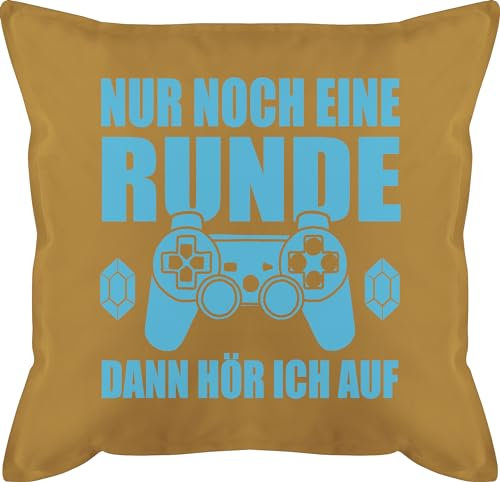 Kissen 50x50 - Statement - Nur noch eine Runde Dann höre ich auf - Zocker Geschenk Gaming Gamer Geschenkidee Zocken Weihnachten - 50 x 50 cm - Gelb - coole+kissen+für+teenager mit füllung zum