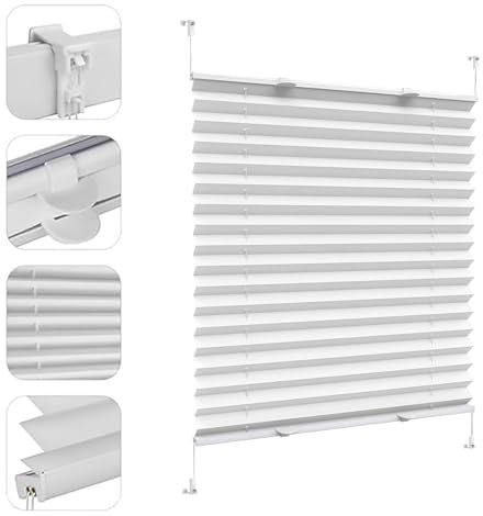 plissees zum kleben, 20 x 30 cm Sicht- und Sonnenschutz, Plissee ohne Bohren lemmfix ohne Bohren zum Kleben, für Fenster & Balkontür, Weiß