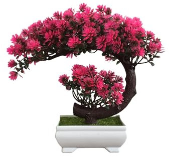 AIBAOBAO Arbre Bonsaï Artificiel - Faux Décor Végétal, Simulation Pine Tree Display Plante en Pot Fake Fake Arbre Pot Ornements pour Office Chambre Home Jardin Décoratif, 25 x 22cm, Rose
