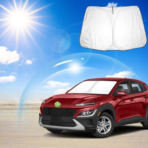 Ruiya Parasol para Parabrisas Delantero Compatible con Hyundai Kona Hybrid | N Line | EV 2017-2022 2023 Parasol Coche Delantero Anti UV Rayos Parabrisas de Coche Parasol para Kona Accesorios