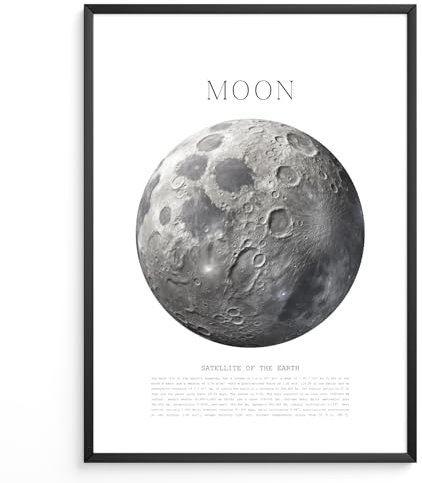 MJ-GRAPHICS® Mond Sonnensystem Din A3 Poster - Astronomie Dekor Weltraum, Planeten Space Weltall, Sternenhimmel für Büro Wohnzimmer Lernposter - Ohne Bilderrahmen