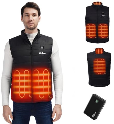 Heated Vest for Men with 4 Heating Zones Heated Body Warmer 3 Adjustable Temperature Heated Gilet with Power Bank Sleeveless Electric Heated Jacket